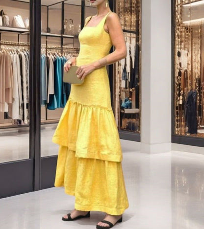 Women's Ruffled Spaghetti Straps Dress Fashion Elegant Sleeveless Party Dresses