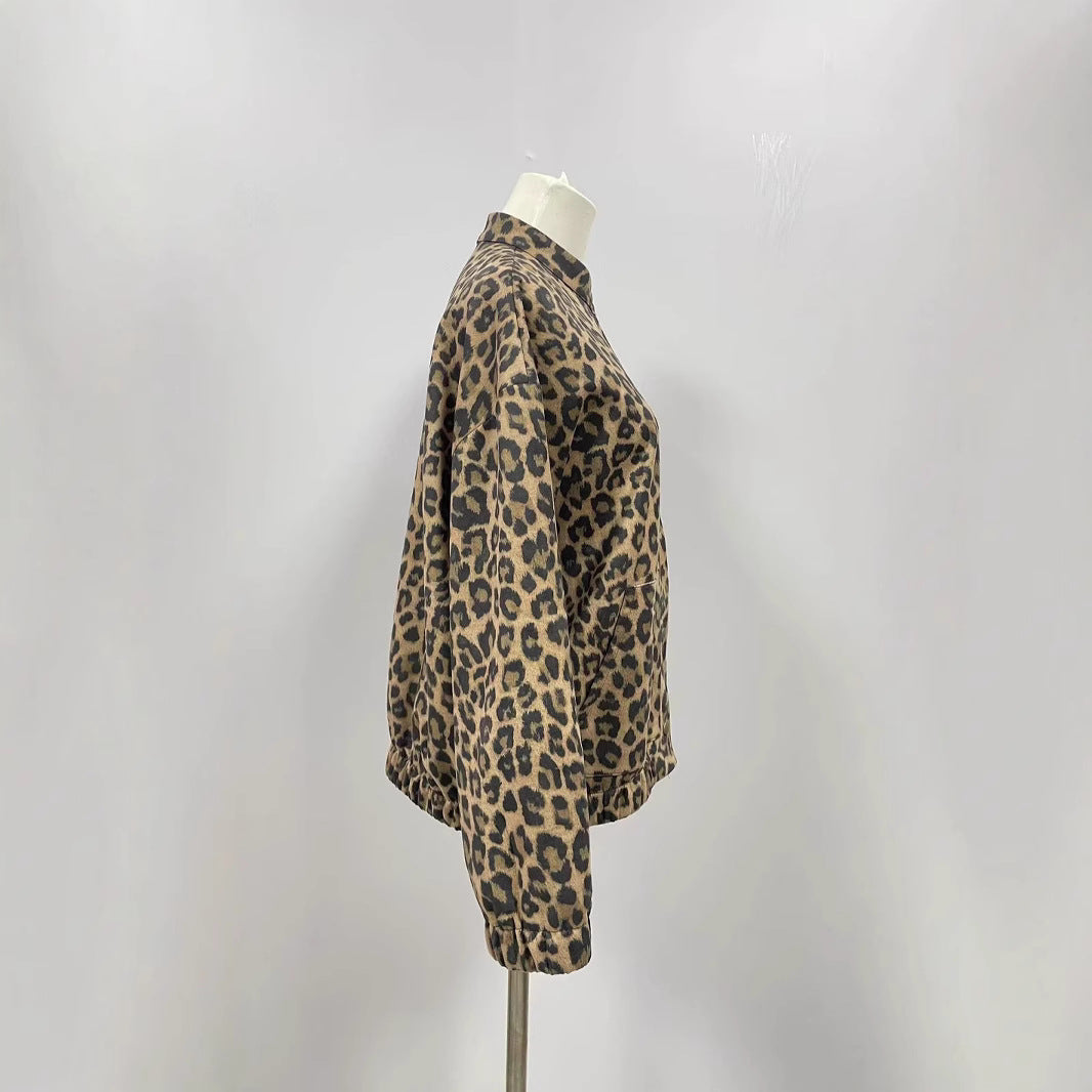 Women's Loose American Shirt Lazy Spring Leopard Coats