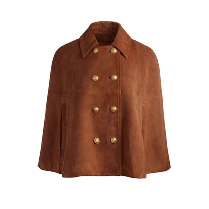 Fashion Retro Loose Design Double Row Metal Buckle Coats