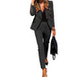 Women's Autumn Solid Color Fashion Two-piece Set Suits