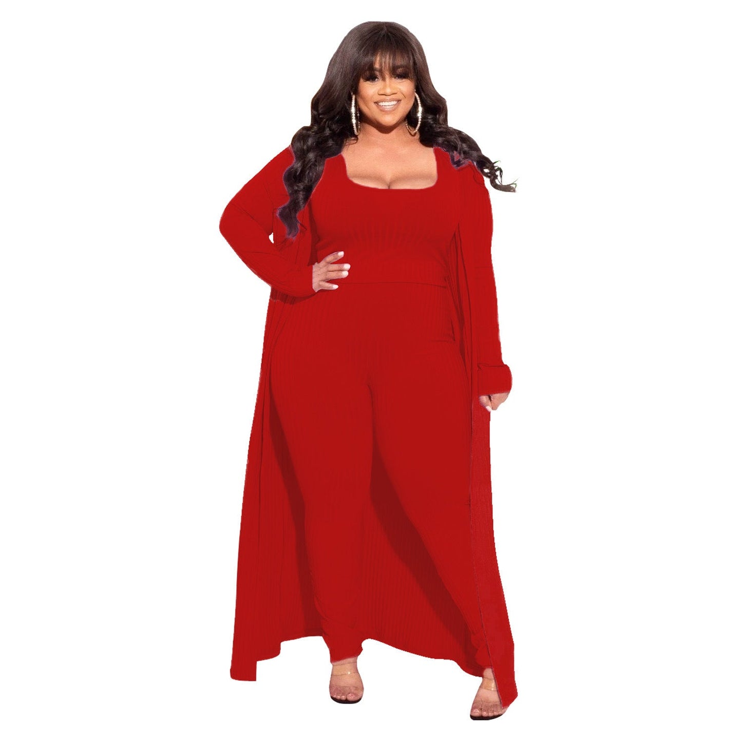 Elastic Sunken Stripe Three-piece Large Fashion Suits