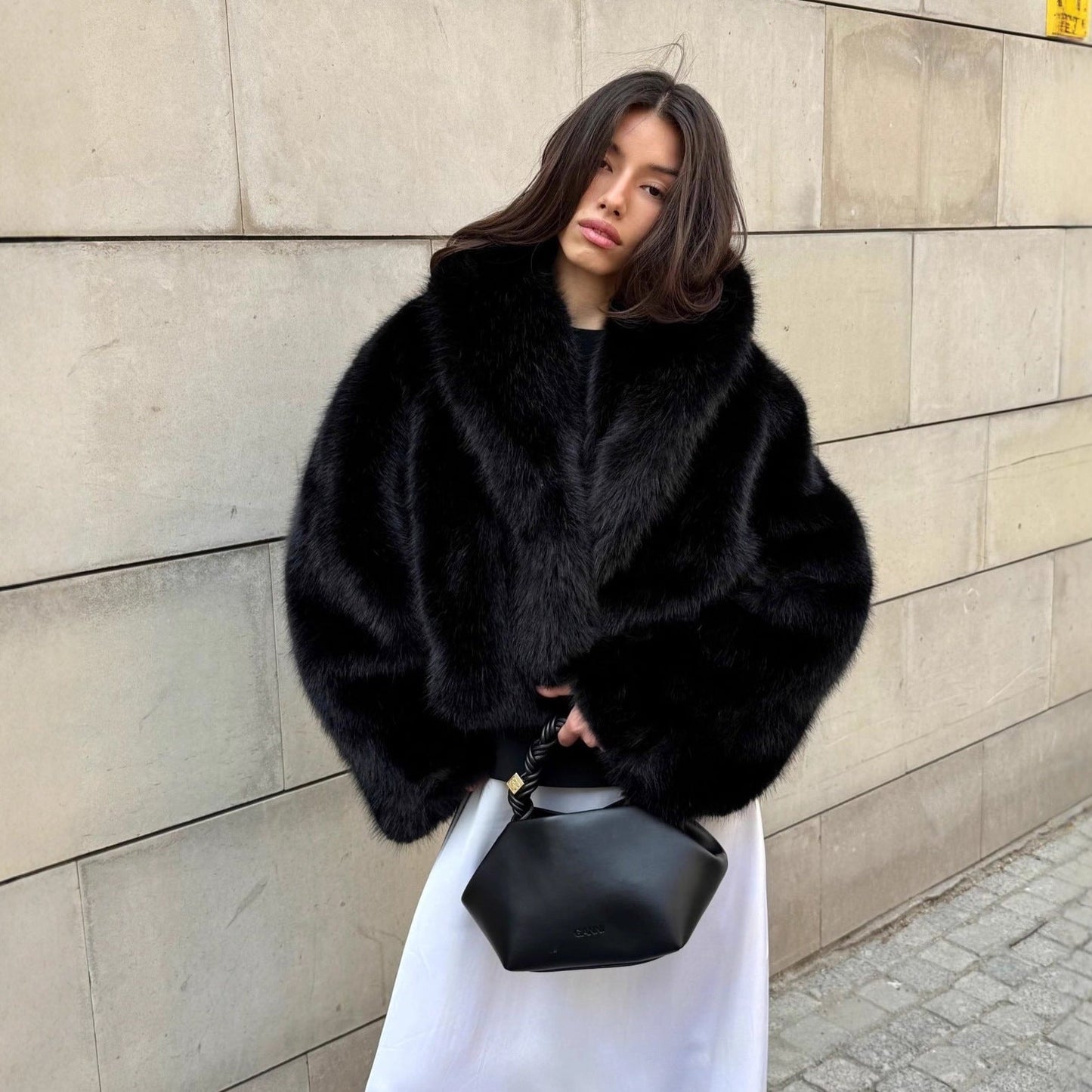 Women's Faux Fur Street Style Fox Fashion Green Coats