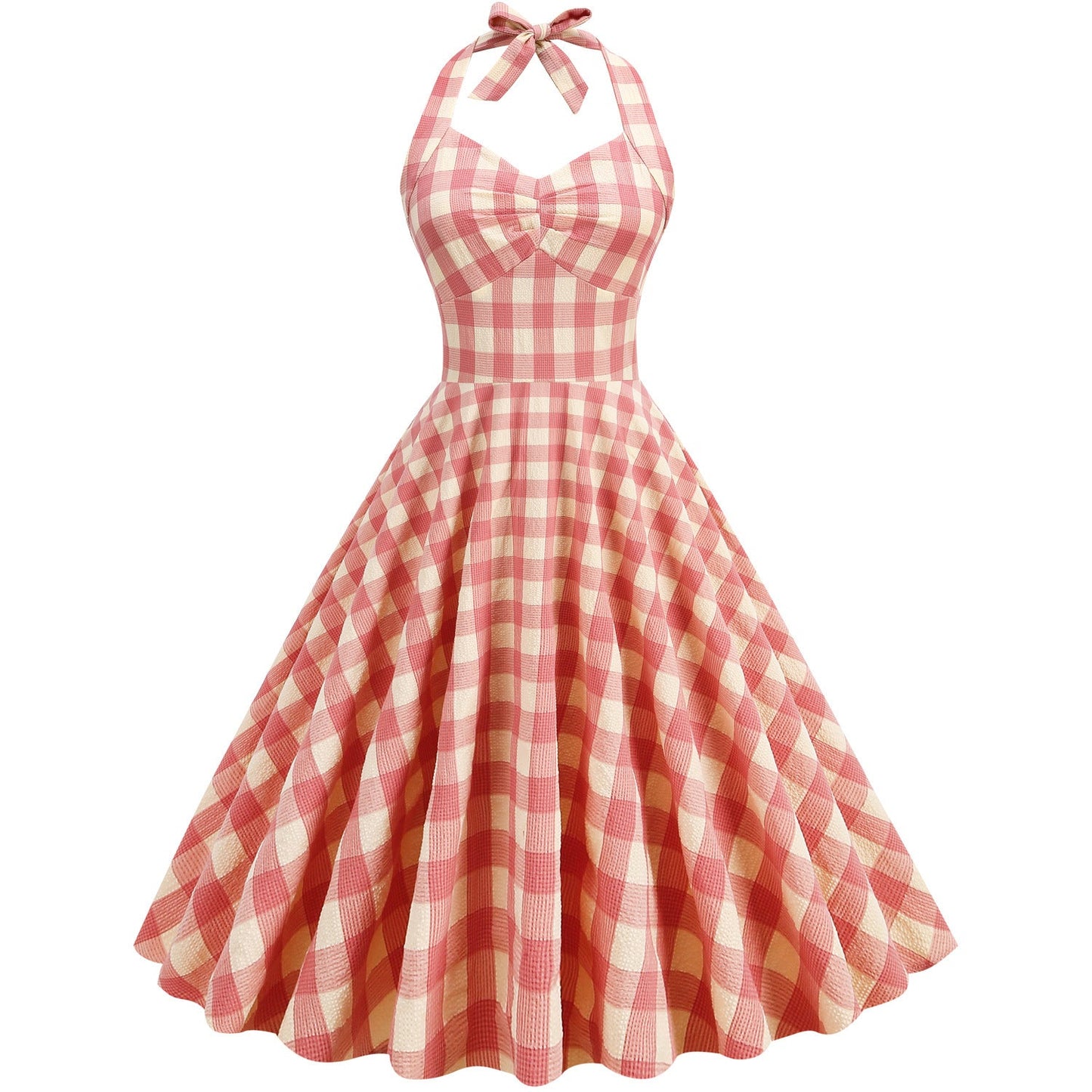 British Lattice Girdle Large Swing Mid-length Dress Dresses