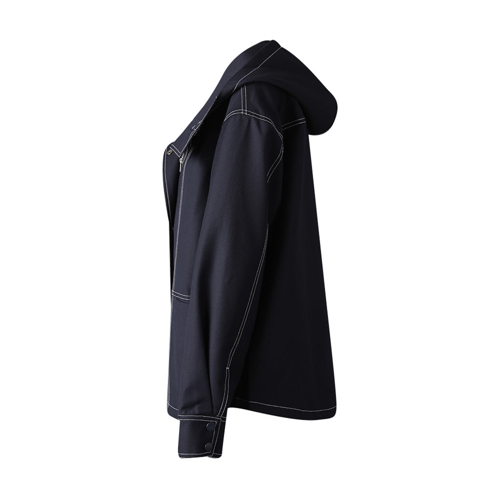 Women's Hooded American High-grade Loose Versatile Trench Coats