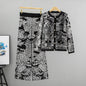 Women's Jacquard Landscape Painting Fashionable Knitted Round Suits