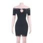 Socialite Sexy off Shoulder Stitching Lace Slim Short Dress