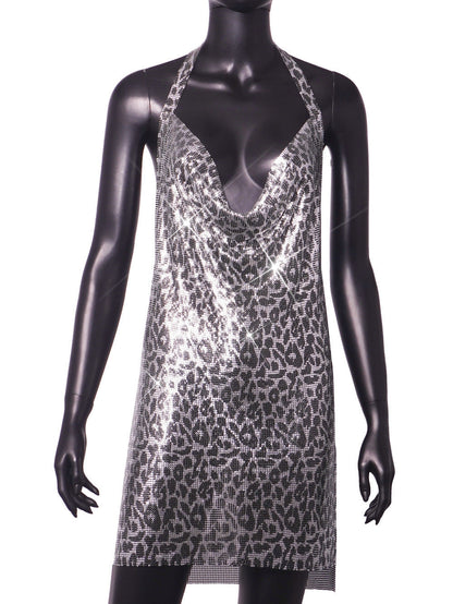 Nightclub Metal Sequins Sexy Suspenders Dress Dresses