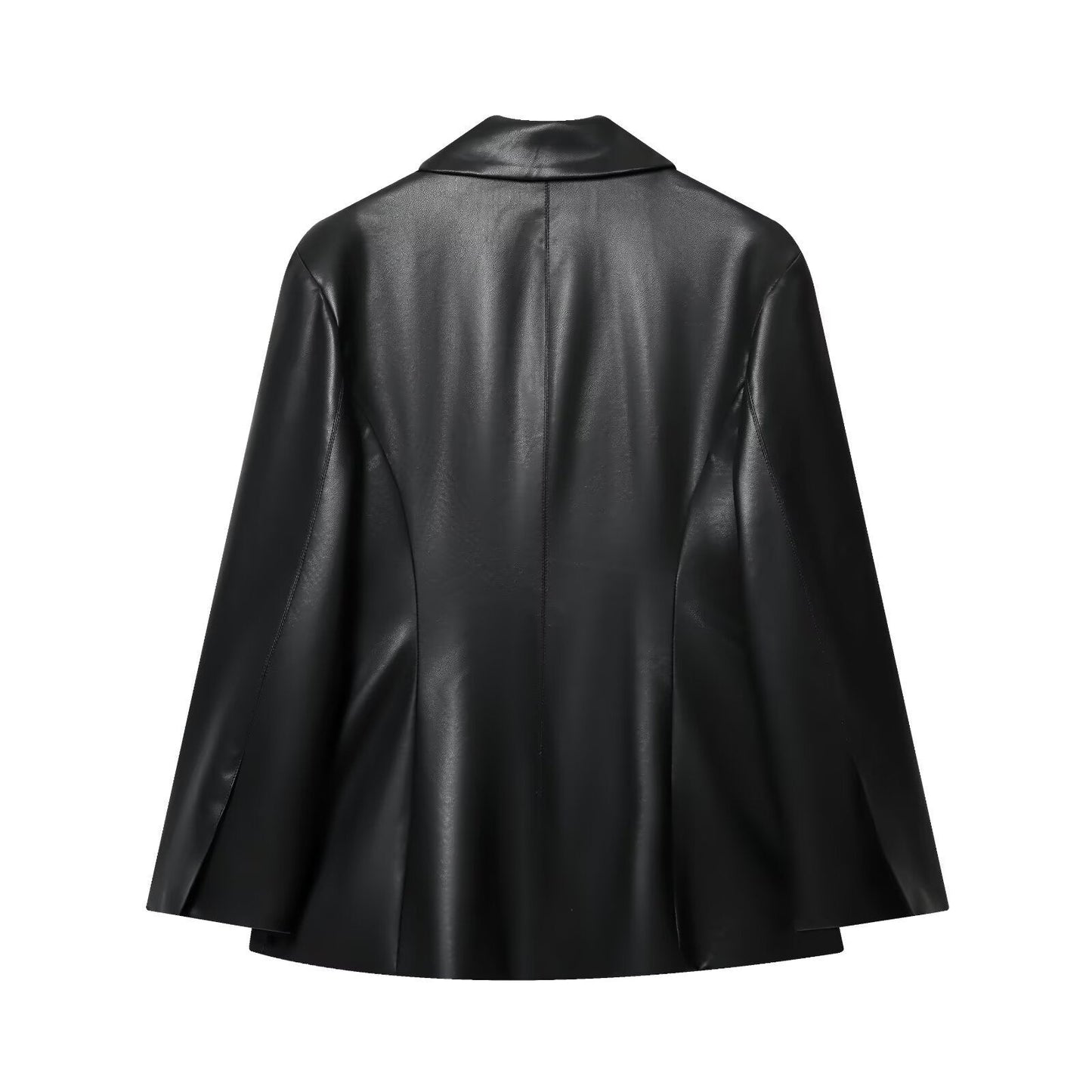 Women's Fashion Casual Slim Leather Effect Coats