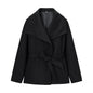 Women's Retro Lapels Slimming Solid Color Woolen Coats