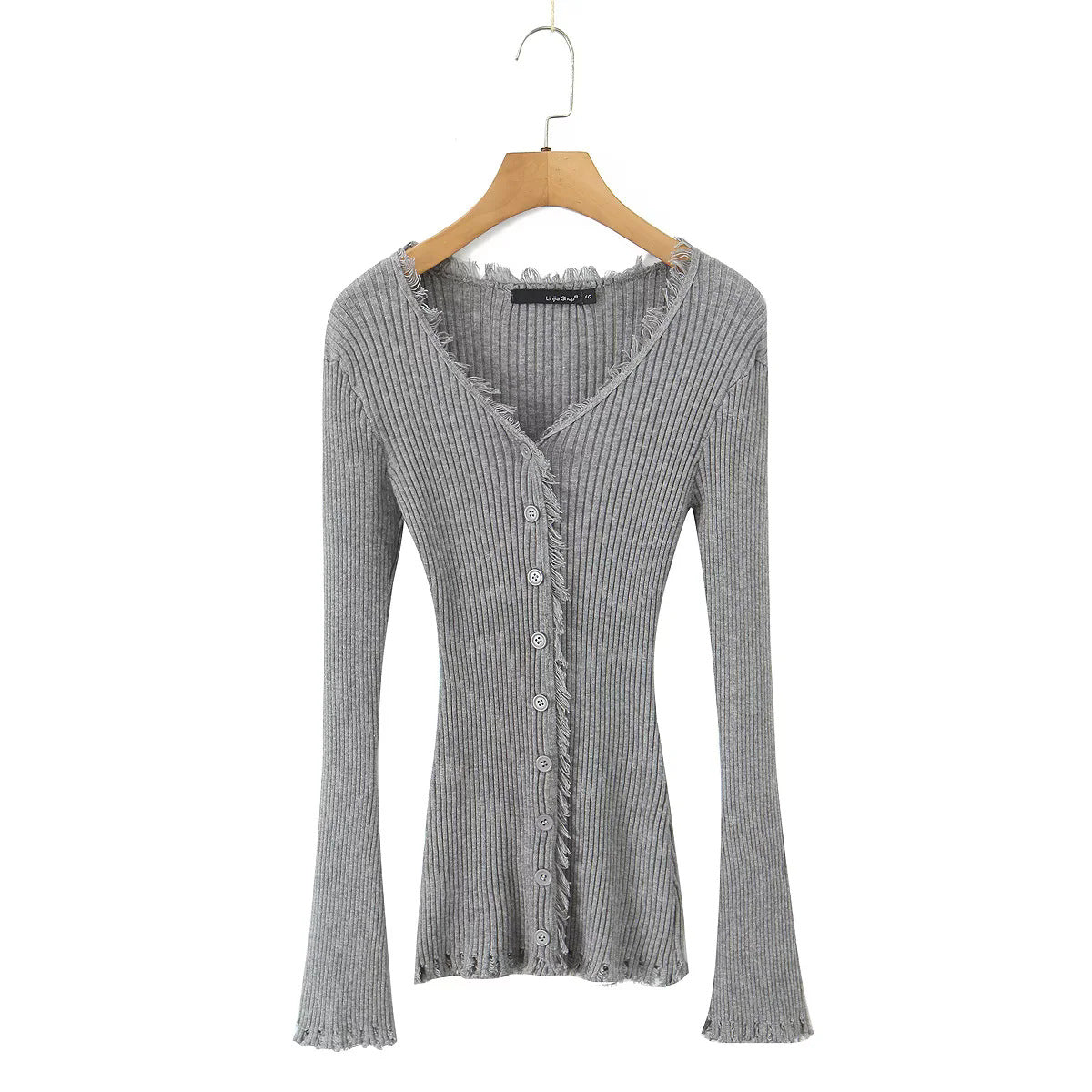 Women's Pure Gentle Knitted Two-piece Collar Burrs Tassels Waist Suits
