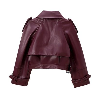 Women's Glamorous Fashion Shoulder Motorcycle Leather Jackets