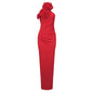Women's Ribbon Flower Long Halter High-grade Dress Dresses
