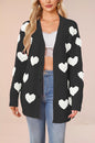 Women's Valentine's Day Heart Knitted Buttons Mid-length Sweaters