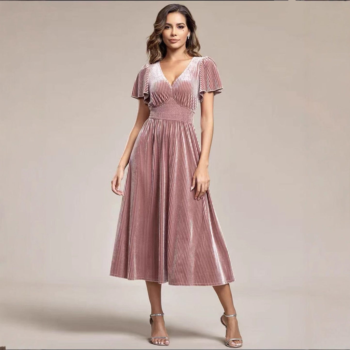 Women's Large Hem Long Dress Gold Veet Dresses