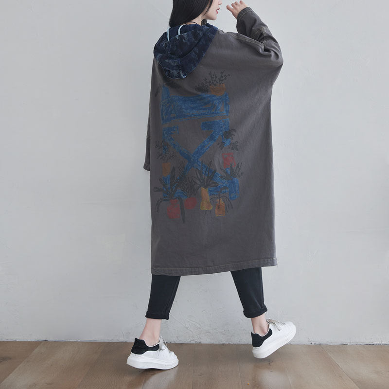 Looking Washed-out Anorak Personalized Batwing Sleeve Coats