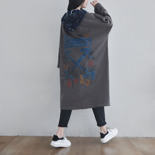 Looking Washed-out Anorak Personalized Batwing Sleeve Coats