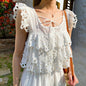 Women's Elegant Summer French Hollow White Suits