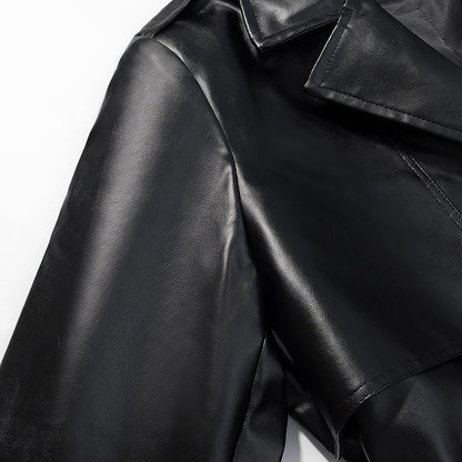 Women's Spring Street Fashion Imitation Leather Long Coats