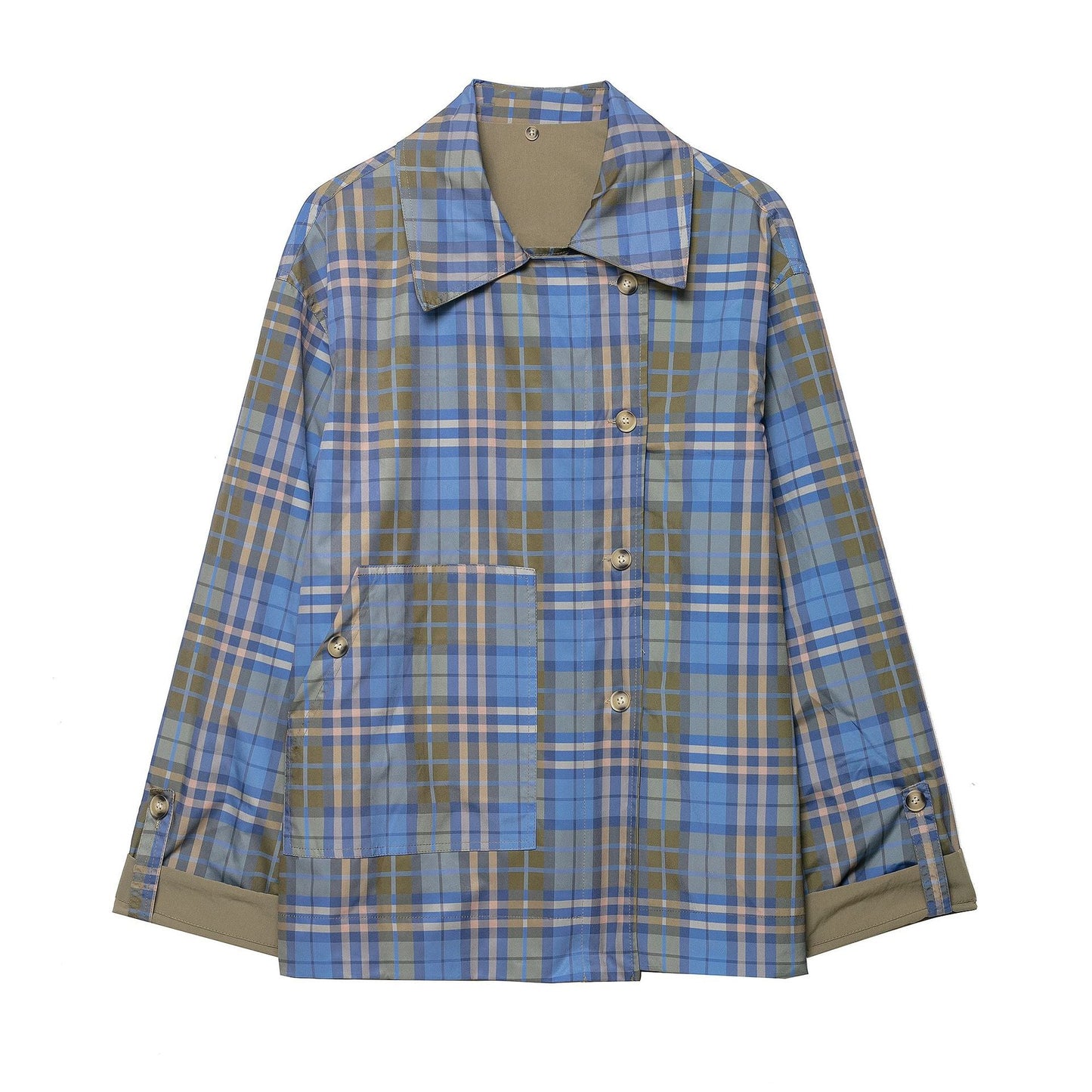 Women's Fashion Casual Retro Plaid Double-sided Lapel Coats