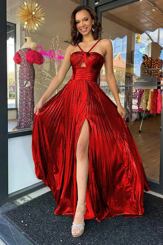 Women's Dress Sexy Split Sleeveless Bronzing Backless Dresses