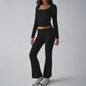 Solid Color Casual Knitted Long-sleeved Yoga Clothes Tops