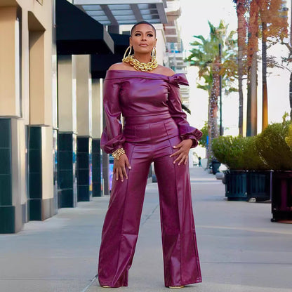 Women's Attractive Slouchy Personalized Fashion Leather Suits