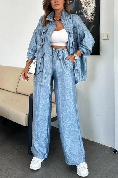 Women's Two-piece Set Solid Color Fashion Long-sleeved Suits