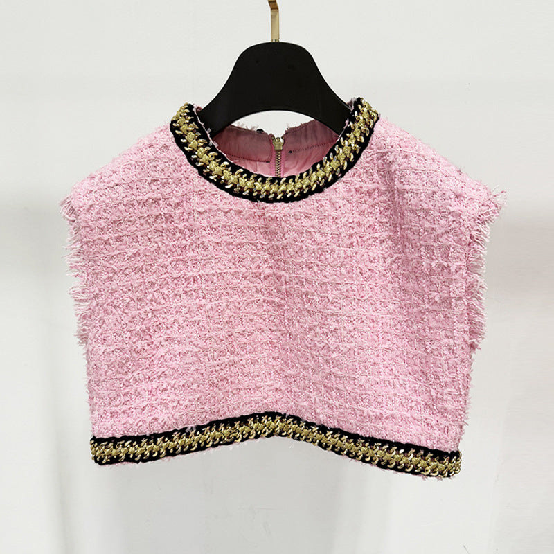 Cool Unique Fashion Chain Decorative Tweed Coats