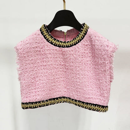 Cool Unique Fashion Chain Decorative Tweed Coats