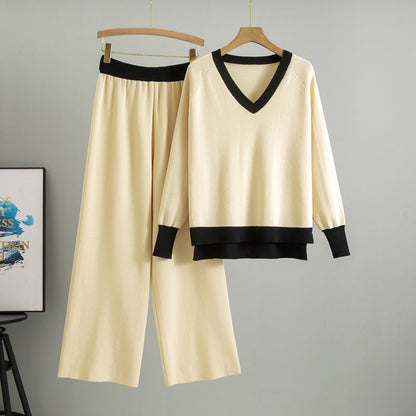 Women's Fashion Loose Casual Pullover Two-piece Set Suits