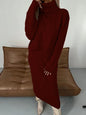 Dress Turtleneck Long Two-piece Solid Color Dresses