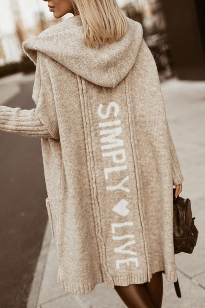 Long Lapel Hooded Letter Wool Loose Sweaters