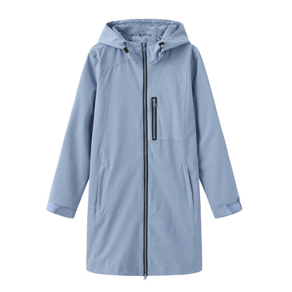 Women's Waterproof Windbreaker Hooded Long Sleeve Loose Coats