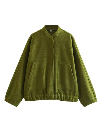 Women's Simple Versatile Stand Collar Zipper Casual Coats
