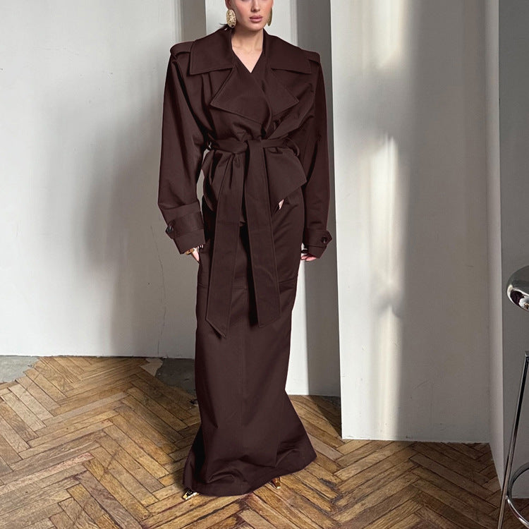 Women's Fashion Autumn Lapel Long Sleeve Trench Suits