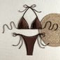 Sexy Halter Strap Metal Rivet Bikini Sexy Cutout Split Triangle Swimsuit