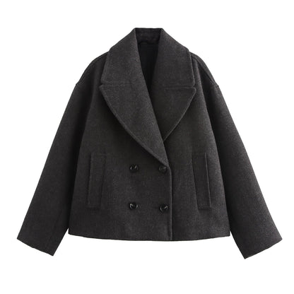 Autumn Double Breasted Button Decoration Overcoat Coats