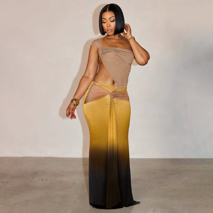 Women's Sexy Waist Gradient Dress Summer Dresses