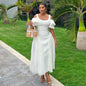 Women's Summer Elegant U-shaped Collar Ruffle Sleeve Dresses