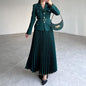 Spring Solid Color Elegant Lapel Pleated Skirts