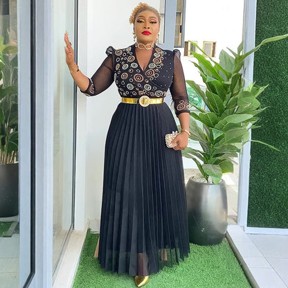 Women's Rhinestone Party Dress African Wear Temperament Dresses