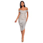 Women's French Style Pleated Sequined Split Elegant Dresses