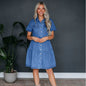 Women's Summer Short-sleeved Lapel Casual Denim Dress Dresses