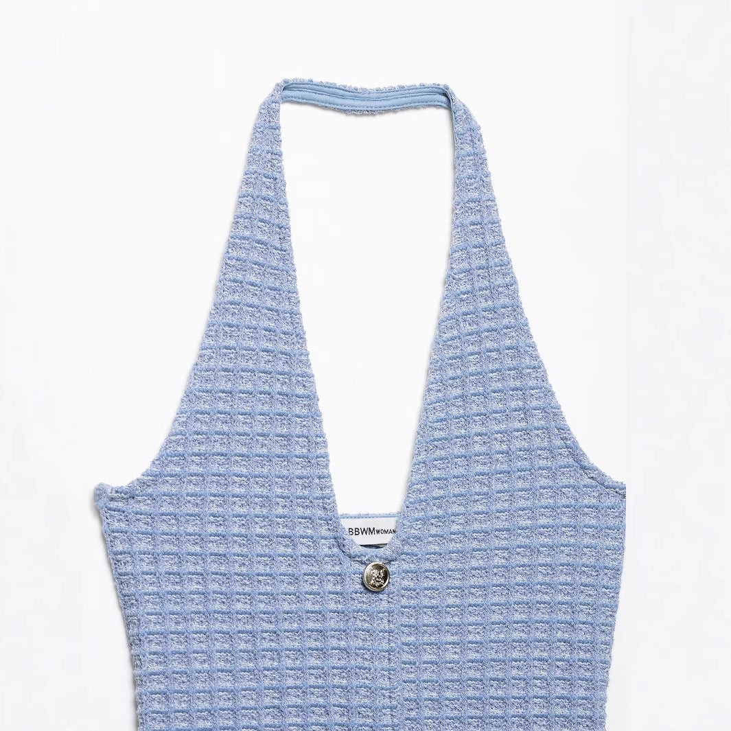Women's French Fashion Stretch Hanging Collar Dress Dresses