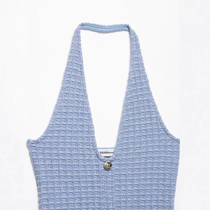 Women's French Fashion Stretch Hanging Collar Dress Dresses
