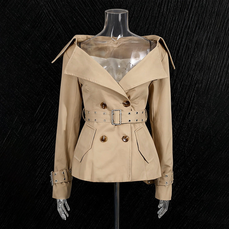 Women's Trench Autumn Retro Large Lapel Double Breasted Fitted Coats