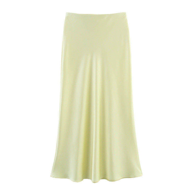 Women's Summer French Fashion Silk Satin Texture Skirts