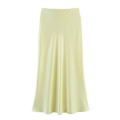 Women's Summer French Fashion Silk Satin Texture Skirts