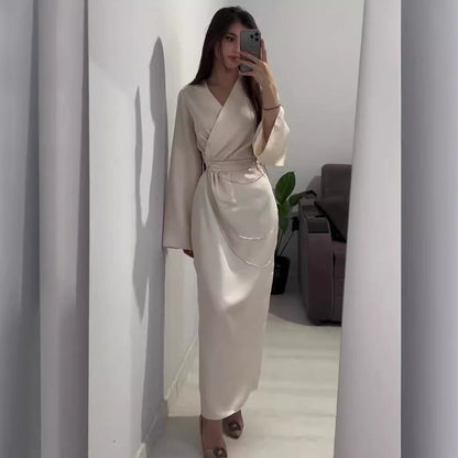 Women's Autumn Dress Elegant Long Waist Chain Dresses
