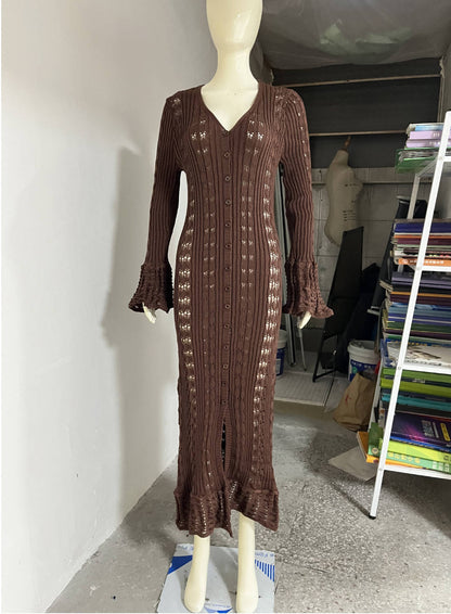French Style Vacation Hollow Bell Sleeve Woolen Casual Coats